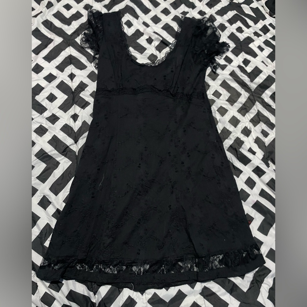 Royal Bones Black Floral Embroidery Dress